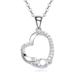 925 Sterling Silver Heart Pendant Made with AAA-Zircon