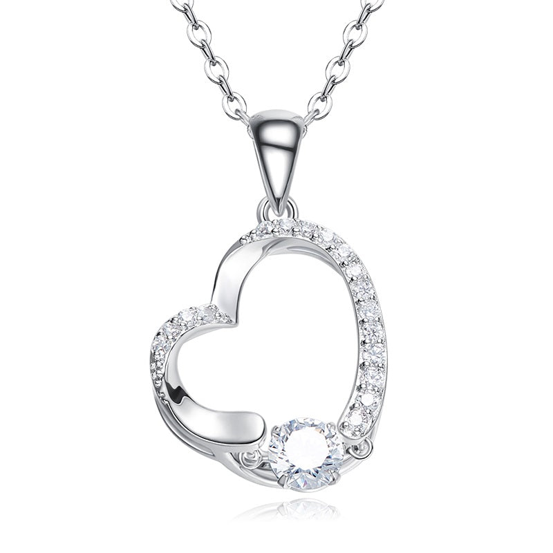 925 Sterling Silver Heart Pendant Made with AAA-Zircon