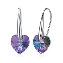 Load image into Gallery viewer, Silver 925 Drop Heart Earrings Made with Amethyst Crystals From SWAROVSKI(R)
