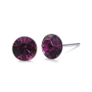 Silver Studs 6 mm Made with Amethyst Crystals From SWAROVSKI(R)-Amethyst