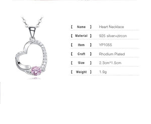 925 Sterling Silver Heart Pendant Made with AAA-Zircon