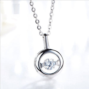 925 Sterling Silver Circle Pendant Made with AAA-Cubic Zirconium Grade.
