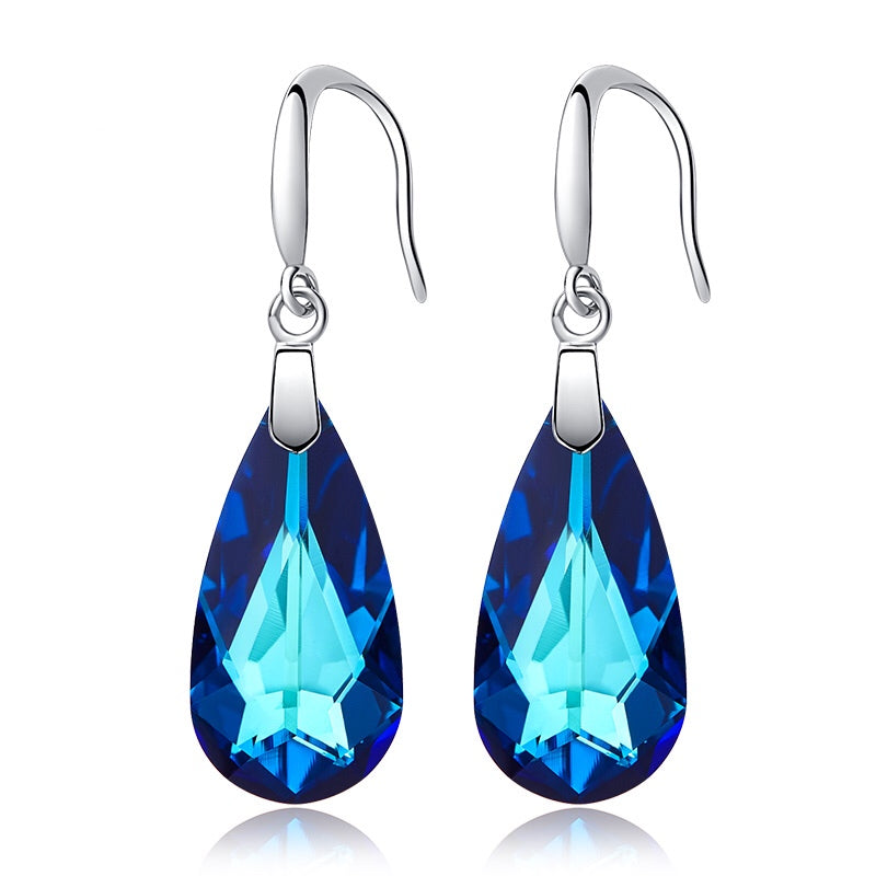 Silver 925  Drop Earrings Made with Blue Topaz Crystals From SWAROVSKI(R)