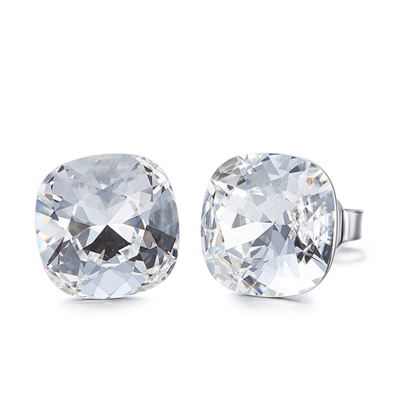 Silver Studs 10 mm Made with Clear Crystals From SWAROVSKI(R) Crystal