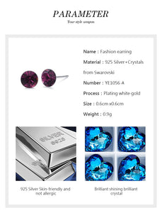 Silver Studs 6 mm Made with Amethyst Crystals From SWAROVSKI(R)-Amethyst