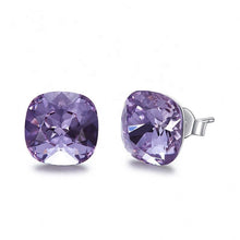 Load image into Gallery viewer, Silver Studs 10 mm Made with Amethyst Crystals From SWAROVSKI(R) Crystal
