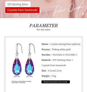 Silver 925  Drop Earrings Made with Blue Topaz Crystals From SWAROVSKI(R)