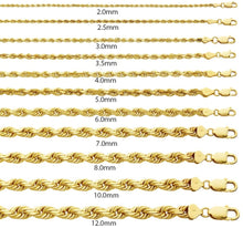 Load image into Gallery viewer, 10K Yellow Gold 3.0MM Solid Rope Chain Diamond Cut Necklace
