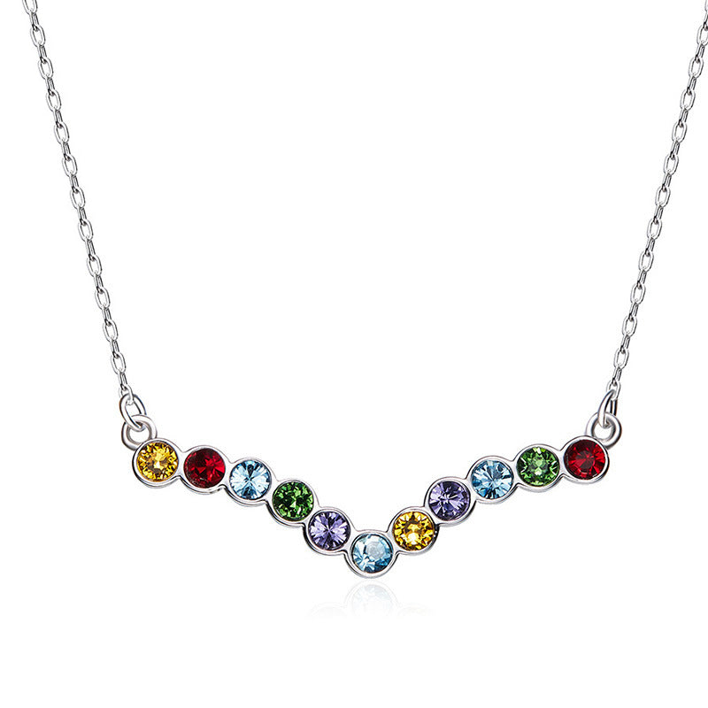 925 Sterling Silver Multi colors Pendant Made with Crystal From Swarovski(R)