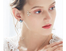 Load image into Gallery viewer, Silver 925 Butterfly Earrings Made with Sapphire Crystals From SWAROVSKI(R)
