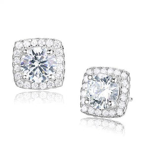Silver Earrings Rhodium Women AAA Grade CZ Clear