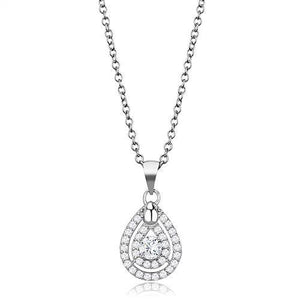 925 Sterling Silver Chain Pendant with AAA Grade CZ-Rhodium