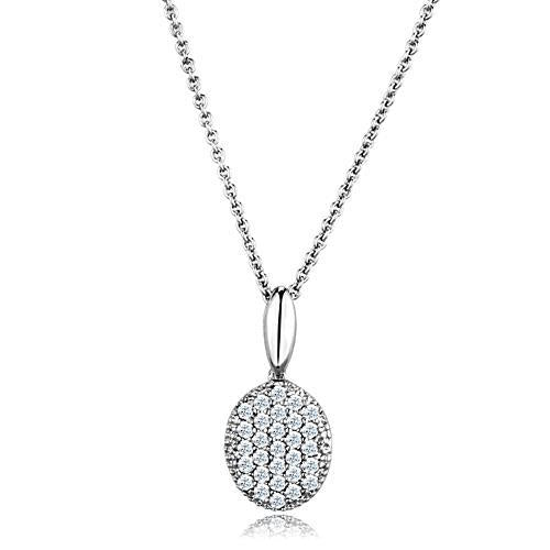 Brass Chain Pendant Rhodium Women AAA Grade CZ Clear