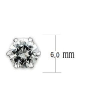 Load image into Gallery viewer, Studs Brass Earrings Rhodium Women AAA Grade CZ Clear (6mm)-1 ct
