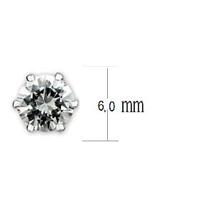 Studs Brass Earrings Rhodium Women AAA Grade CZ Clear (6mm)-1 ct