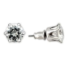 Load image into Gallery viewer, Studs Brass Earrings Rhodium Women AAA Grade CZ Clear (6mm)-1 ct
