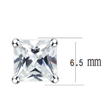 Load image into Gallery viewer, Studs Brass Earrings Rhodium Unisex AAA Grade CZ Clear Princess cut (6.5 mm)-1.50 ct
