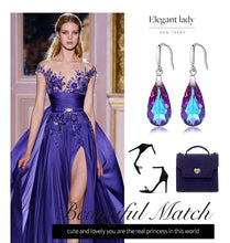 Load image into Gallery viewer, Silver 925  Drop Earrings Made with Blue Topaz Crystals From SWAROVSKI(R)
