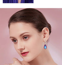 Load image into Gallery viewer, Silver 925  Drop Earrings Made with Blue Topaz Crystals From SWAROVSKI(R)
