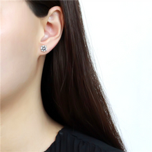Load image into Gallery viewer, Studs Brass Earrings Rhodium Women AAA Grade CZ Clear (1.5 CT) (6.5 mm)
