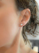 Load image into Gallery viewer, Studs Brass Earrings Rhodium Women AAA Grade CZ Clear (6mm)-1 ct
