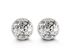 Charger l&#39;image dans la galerie, 10K WHITE GOLD CLASSIC BALL STUD Diamond Cut EARRINGS, ALL SIZES
