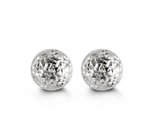 Charger l&#39;image dans la galerie, 10K WHITE GOLD CLASSIC BALL STUD Diamond Cut EARRINGS, ALL SIZES
