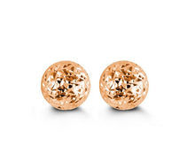 Charger l&#39;image dans la galerie, 10K ROSE GOLD CLASSIC BALL STUD Diamond Cut EARRINGS, ALL SIZES
