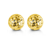 Charger l&#39;image dans la galerie, 10K YELLOW GOLD CLASSIC BALL STUD Diamond Cut EARRINGS, ALL SIZES
