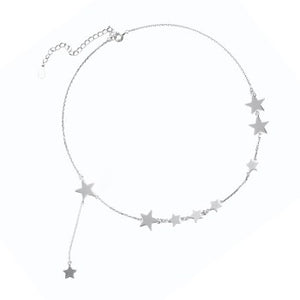 925 Sterling Silver STARS Necklace Rhodium