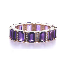 Load image into Gallery viewer, AMETHYST EMERALD CUT ETERNITY RING 14K Gold
