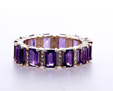 Load image into Gallery viewer, AMETHYST EMERALD CUT ETERNITY RING 14K Gold

