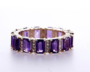AMETHYST EMERALD CUT ETERNITY RING 14K Gold