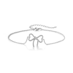 925 Silver HEART Bowtie Bracelet with AAA-Zircon