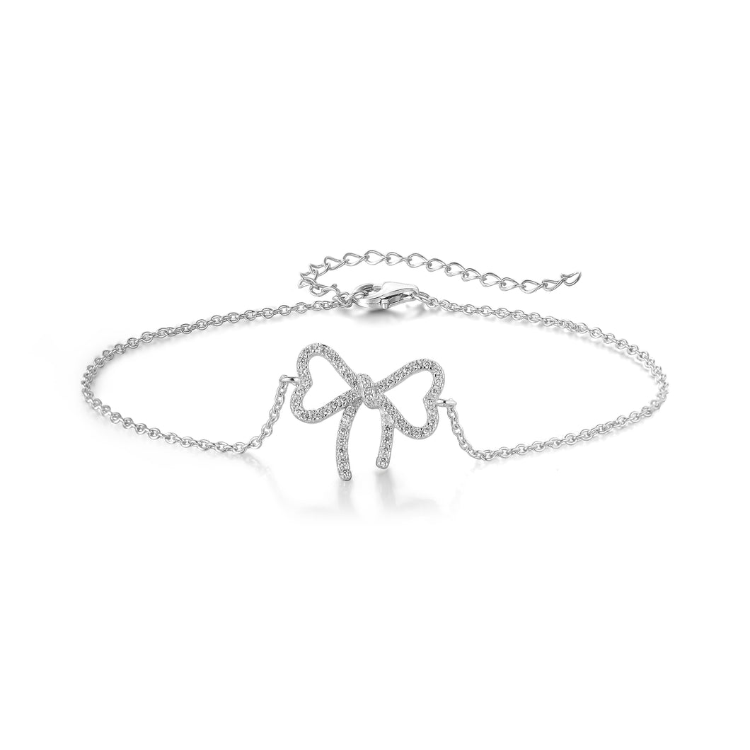925 Silver HEART Bowtie Bracelet with AAA-Zircon