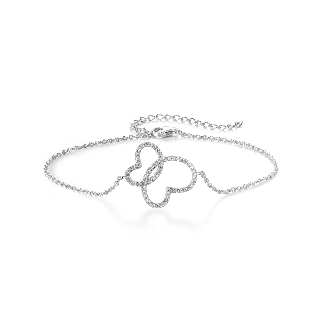 925 Silver HEART Bracelet with AAA-Zircon.