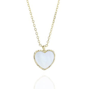 925 Sterling Silver Heart Necklace Rhodium Mother of pearl