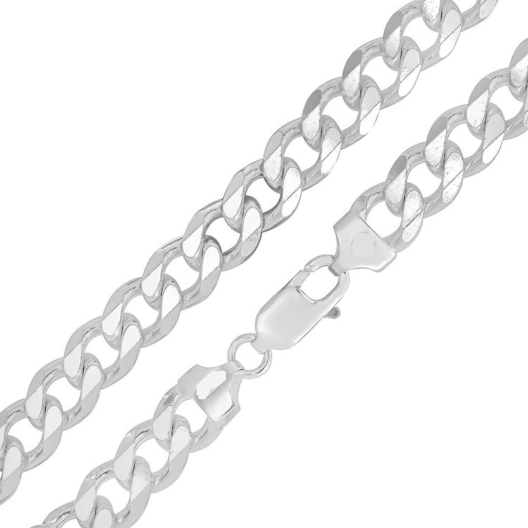 Sterling Silver 10.0 mm Flat Curb Bracelet