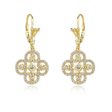 Load image into Gallery viewer, Silver 925 Yellow-Leaf Earrings Made with AAA-Zircon Round stones
