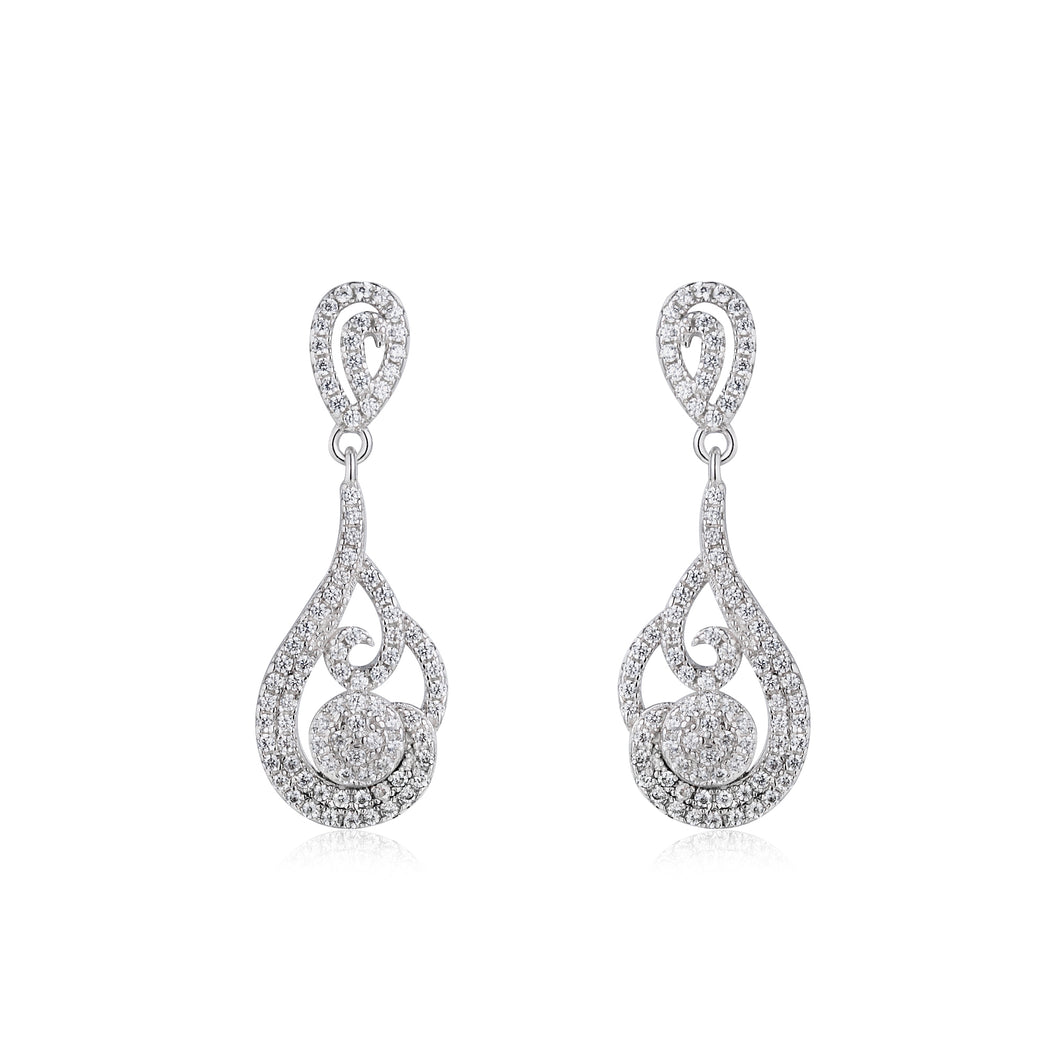 925 Sterling Silver Pave Earrings Made with AAA-Zircon