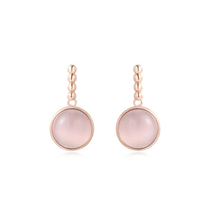 Silver 925 Yellow/Rose-Round Earrings Mother of pearl