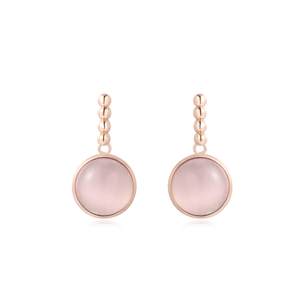 Silver 925 Yellow/Rose-Round Earrings Mother of pearl