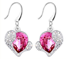 Load image into Gallery viewer, Stainless Steel Heart Earrings Made with Crystal from SWAROVSKI®-Rose
