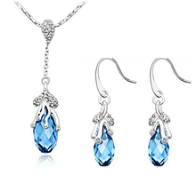 Load image into Gallery viewer, Stainless Steel Drop Earrings Made with Crystal from SWAROVSKI® London blue
