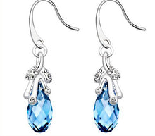 Load image into Gallery viewer, Stainless Steel Drop Earrings Made with Crystal from SWAROVSKI® London blue
