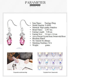 Stainless Steel Drop Earrings Made with Crystal from SWAROVSKI® Rose