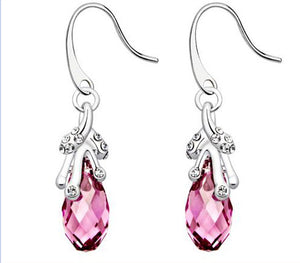 Stainless Steel Drop Earrings Made with Crystal from SWAROVSKI® Rose