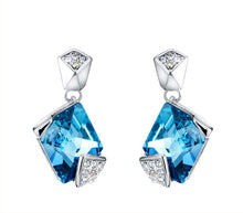 Load image into Gallery viewer, Stainless Steel Rectangle Earrings Made with Crystal from SWAROVSKI®-London Blue
