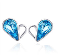 Load image into Gallery viewer, Stainless Steel Heart Earrings Made with Crystal from SWAROVSKI®-London Blue
