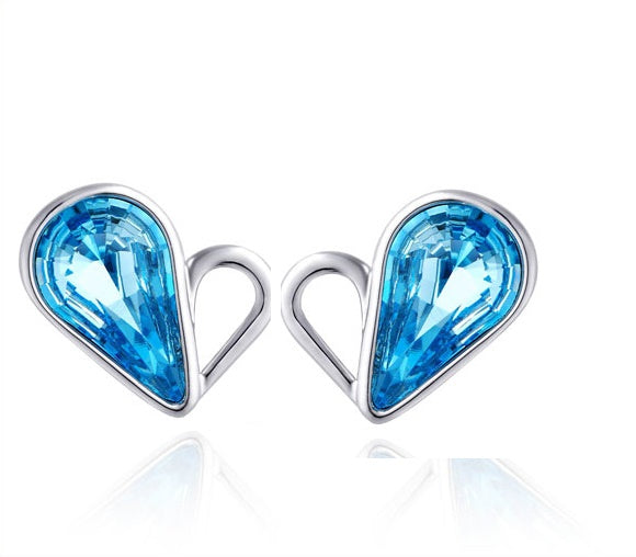 Stainless Steel Heart Earrings Made with Crystal from SWAROVSKI®-London Blue